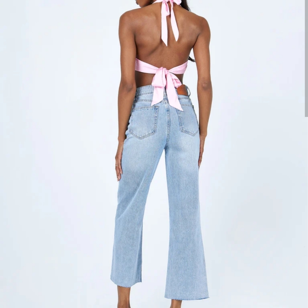 Princess Polly Olbia Wide Leg Distressed Denim Jeans - Picture 2 of 8